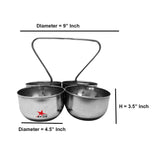 Stainless Steel 4 Piece Serving Bowls Set with Solid Handle, Serveware, Bowl Diameter 4.5 Inches and Height 3.5 Inches.
