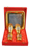 Brass Glasses with Tray, Premium Drinkware on Special Occassions, 5 Pieces Set.