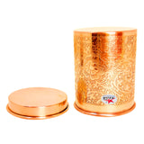 Copper Glass with Lid, Tumbler Glass, Handcrafted design, Capacity 300 ML