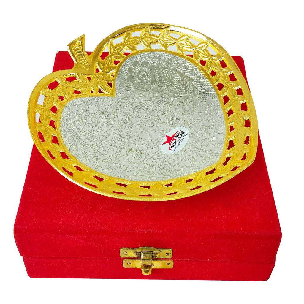Gift Bowl Gold and Silver Betel Leaf Red Box (Set of 20)
