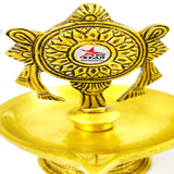 Brass Shanku Chakra Table Diya, Deep, Deepak for Pooja, Pooja, Mandir, Diwali Festival Decoration, Pack of 2.