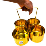 Brass Chopala, Serving Bowls Set With Solid Handle, Multipurpose For Kitchen.