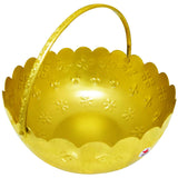 Gift Basket, Gold Coated Flower Basket with Handle (Set of 10)