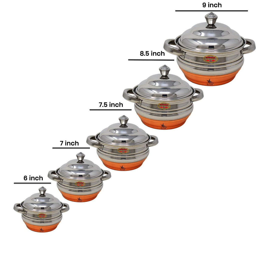 Stainless Steel Copper Bottom Serving Bowls, Pack of 5