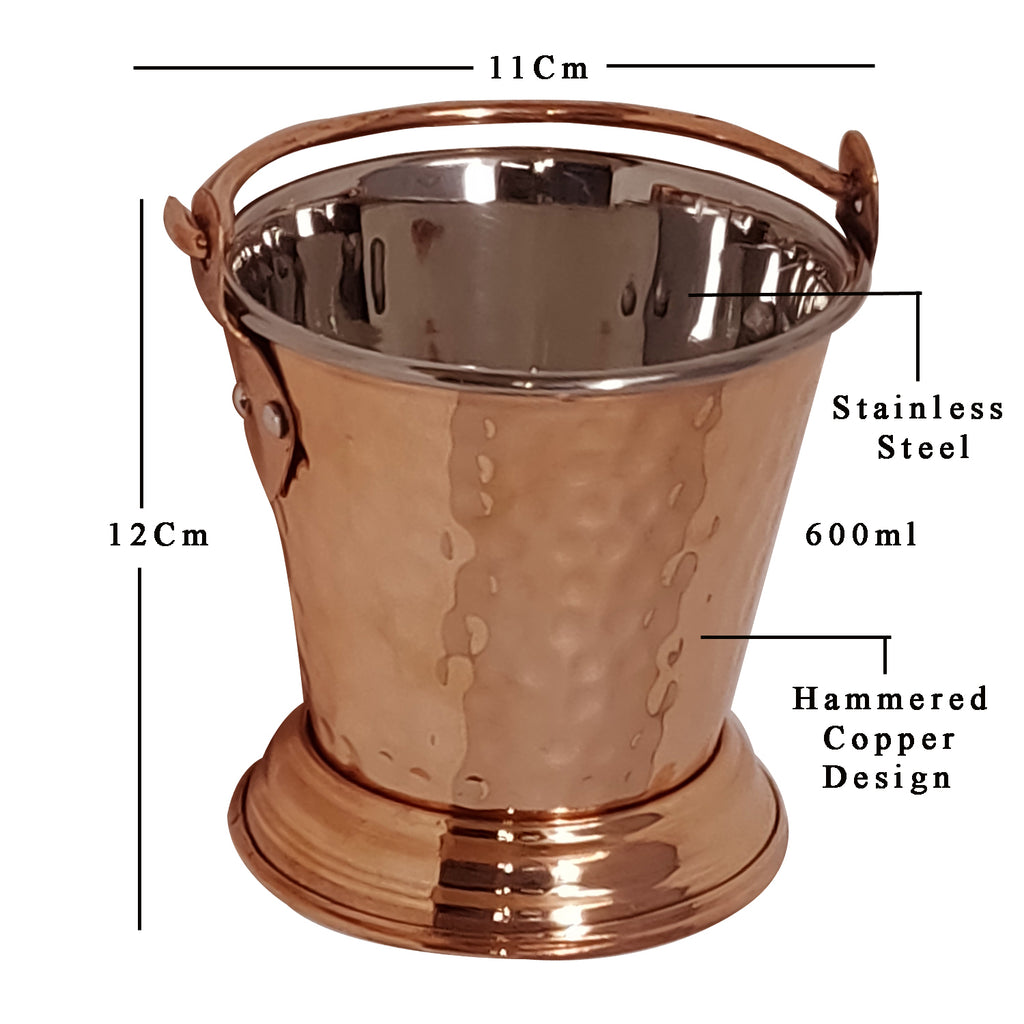 Copper Serving Bucket | Steel Copper Serving Bucket | Capacity = 400 ml, 600 ml - Nutristar