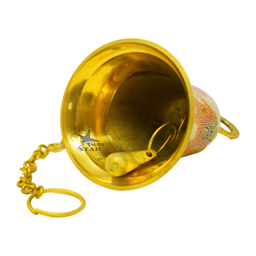 Brass Hanging Bell with Chain, Premium Decorative Bell for Temple on Special Occasions.