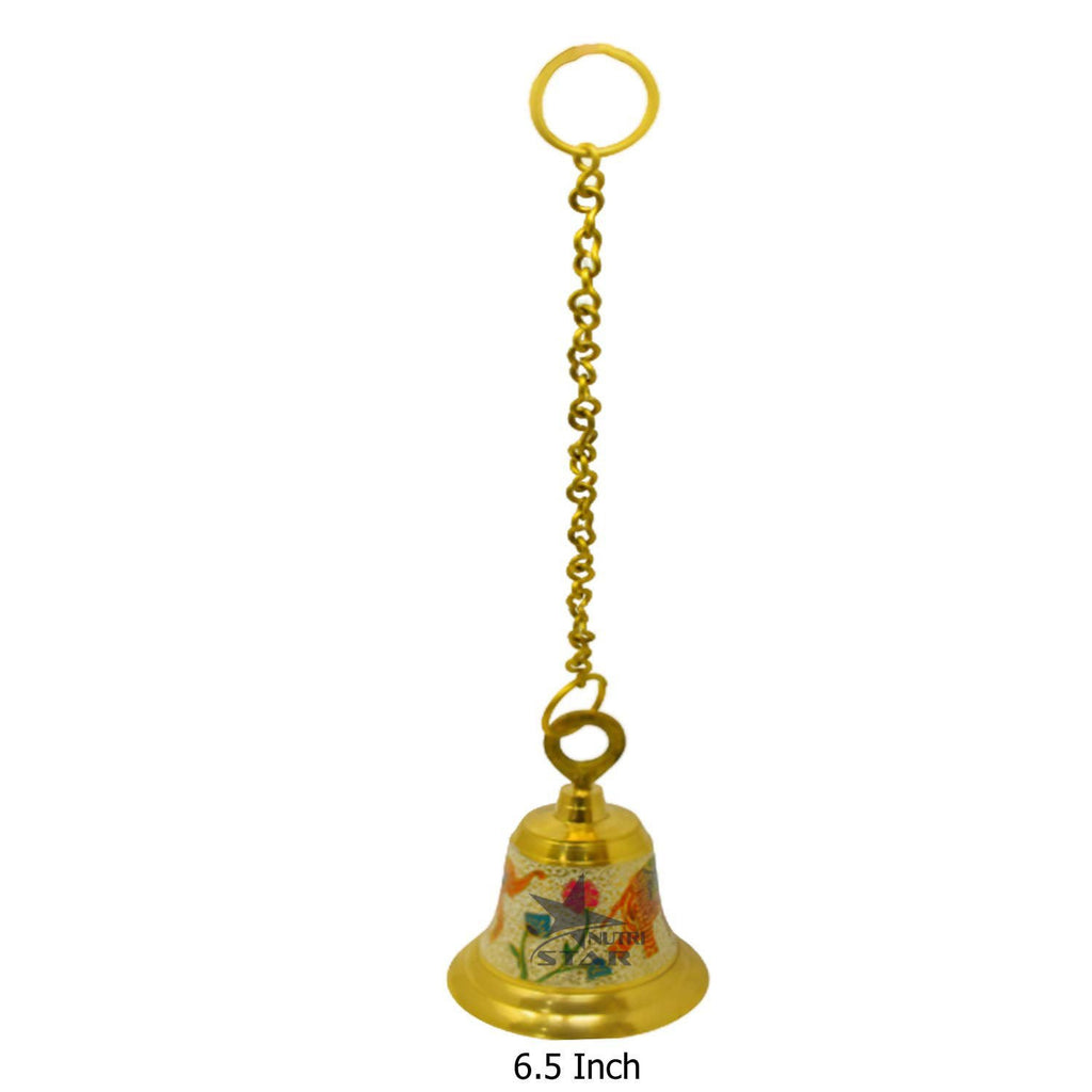 Brass Hanging Bell with Chain, Premium Decorative Bell for Temple on Special Occasions.