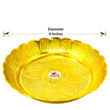 Brass Dessert Plate, with Engraved Floral Design Best for Serving Sweets (Set of 6)
