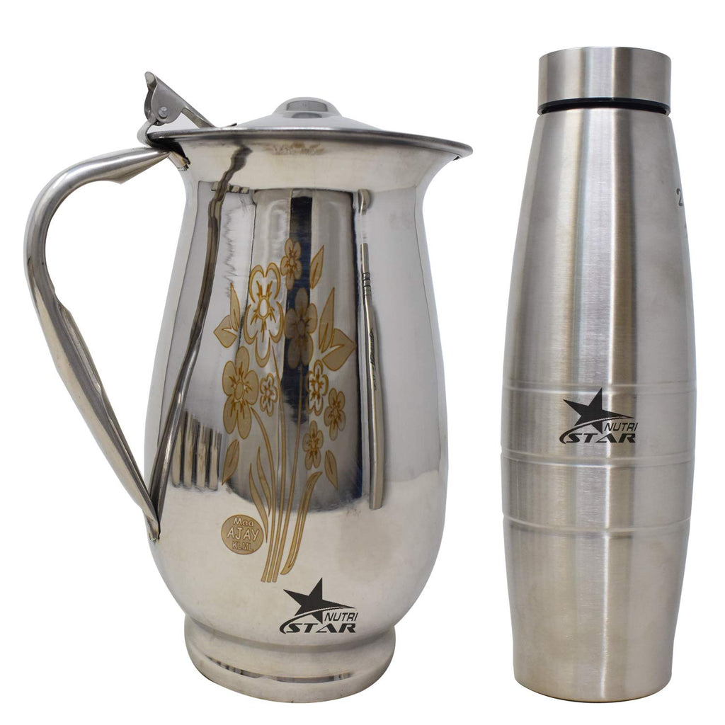 Buy Drinkware Set Water Jug Steel Water Bottle and Glass Set