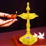 Brass Oil Lamp, Brass Diya, Brass Pooja Samagri, Brass Kerela Fancy, Decorative Diya, 5 Oil Wicks  Height - 10 Inches.