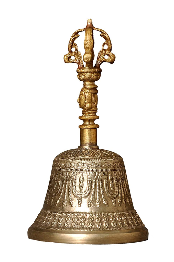 Pure Brass Bell, Antique Hand Bell  Brass Hand Bell, Pooja Bell, Ghan –  Nutristar