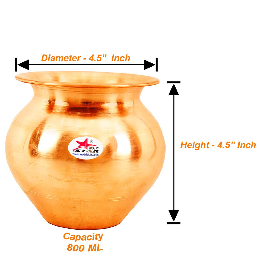Copper Lota for Puja, Pooja Lota/Kalash for Special Occasions, (Set of 12)