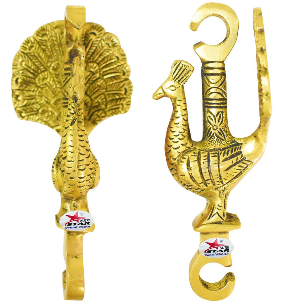 Brass Swing Jhula Chain, Design:- Peacock, Indoor Hanging Link, 6' Feet. Set of 4.