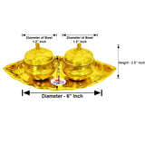 Kumkum box  Brass Double Sindoor box with Lids in a Leaf Plate, Return Gift (Set of 12)