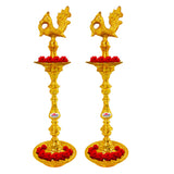 Brass Diya Peacock Diya Decoration, Brass Diyas for Pooja, Pack of 2