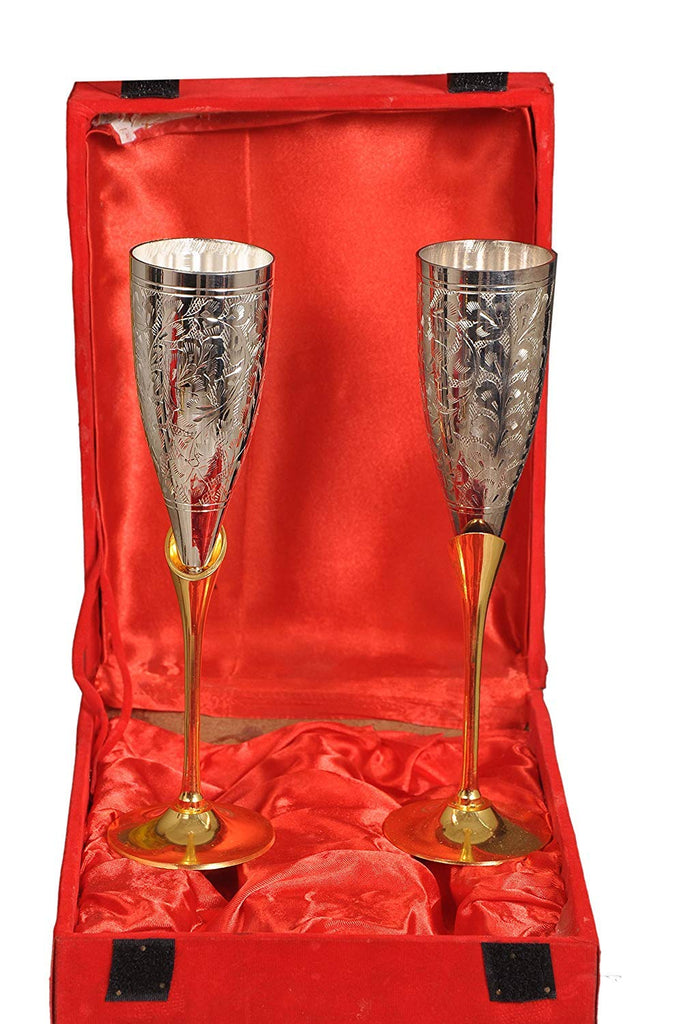 Brass Silver Coated Win Glasses  Buy Brass Win Glasses 2 Piece – Nutristar