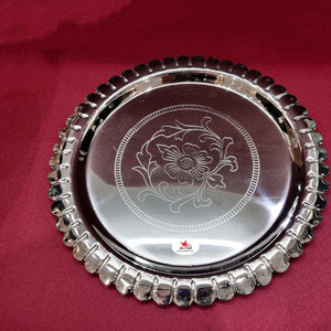 Pooja Silver Plate, Premium Thali for Special Occasions. (Set of 10)
