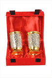 Pure Brass Glasses Set of Two Red Box Gift Box Water Glasses, Cocktail Glasses, Drinkware Set. - Nutristar