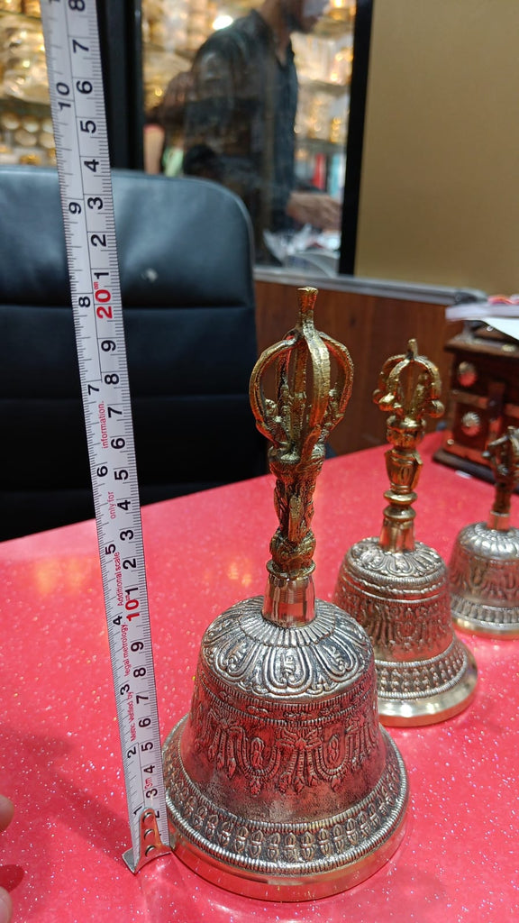 Pure Brass Bell, Antique Hand Bell | Brass Hand Bell, Pooja Bell, Ghanti.