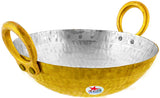 Brass Kadhai Cooking Pot, Brass Fry Pan/Wok, Tin Coating Inside Its Surface.