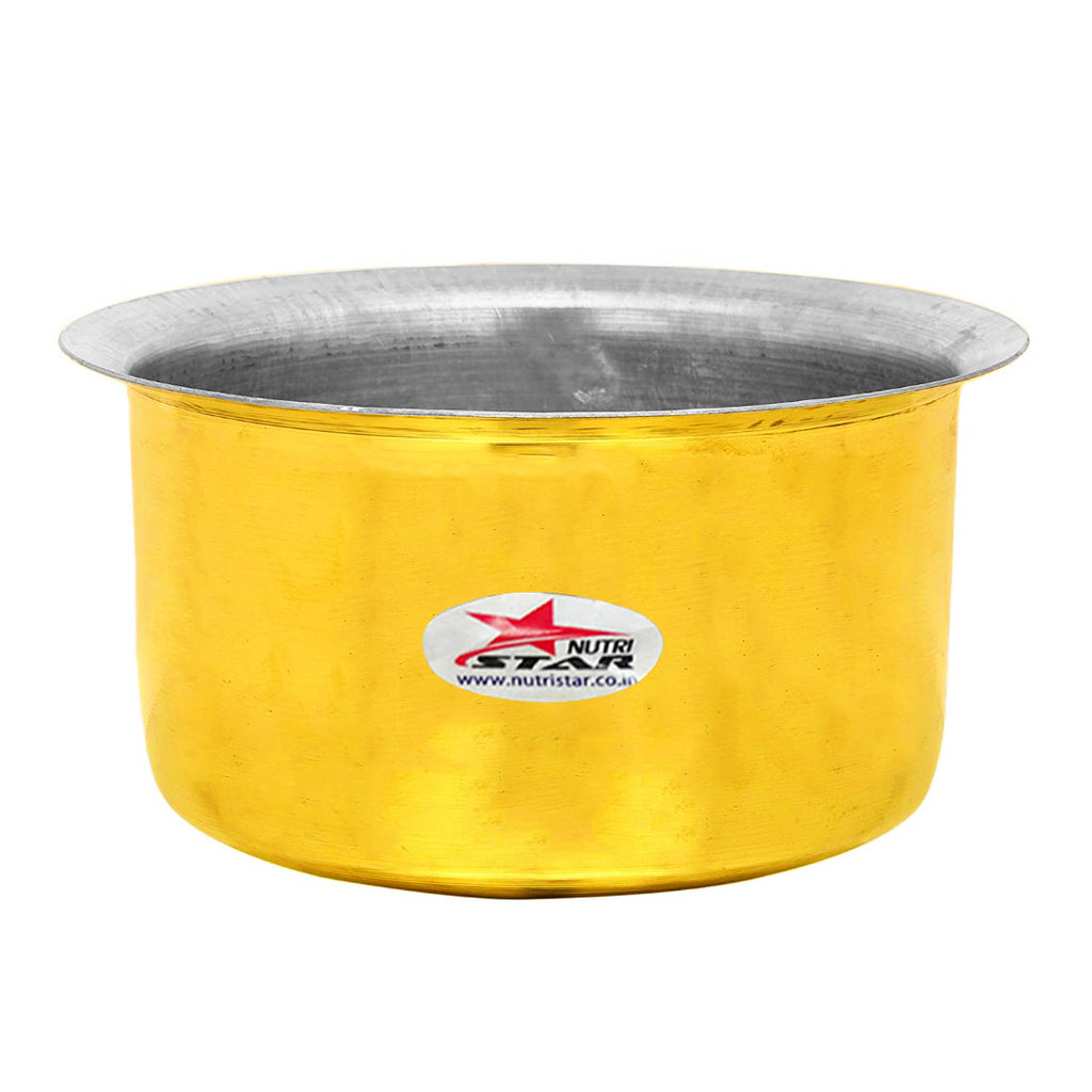 Brass Cooking Pot with Stainless Steel Lid and Ladle, Brass Tope Patila with Tin Coating on Inside Surface.