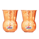 Copper Glass, Copper Drinking Glass, Hammered Design Water Glass, Capacity 300 ml (Set of 2).
