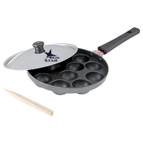 Non Stick Ponganalu Pan with Stainless Steel Lid, 12 Cups Pan.