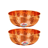 Copper Bowl, Hammered Design Serving Bowl, Capacity 300 ml (Set of 10)