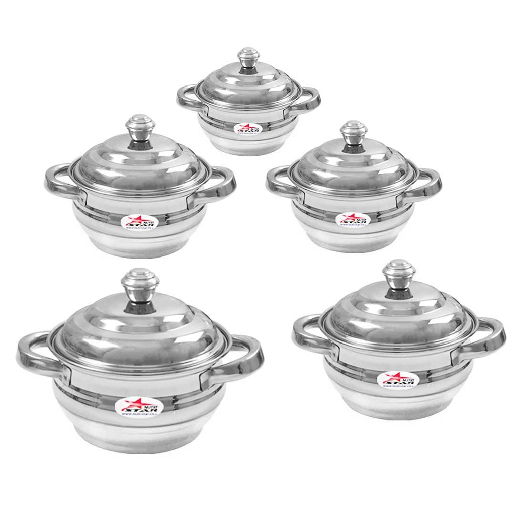 Stainless Steel Serving Dishes with Lid, Serving Bowls, Pack of 5.