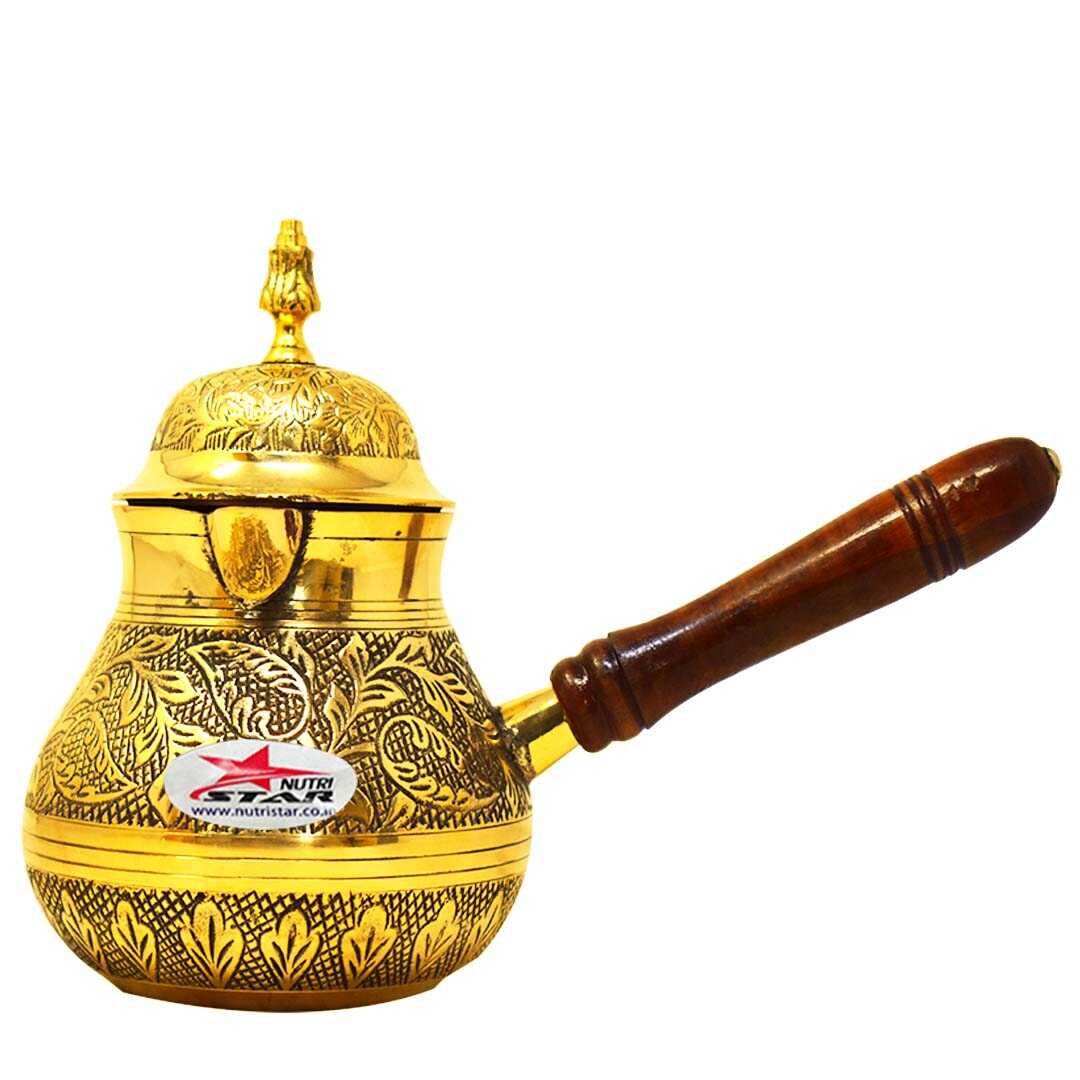 Kettle, Brass Tea Kettle, Turkish Tea Kettle and Wooden Handle.
